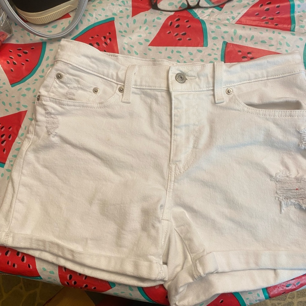 White Jean shorts